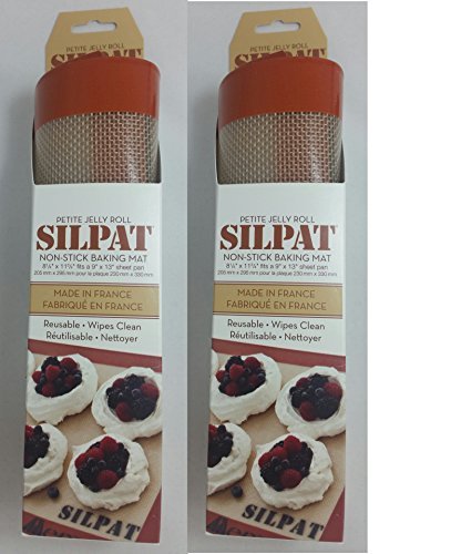 Silpat Premium Non-Stick Silicone Baking Mat, 11 3/4 Inch x 8 1/4 Inch (2 pack)