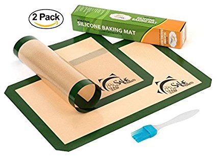 SAHE PRODUCTS Non-Stick Silicone Baking Mat and Sheets - 2 Pack - Green