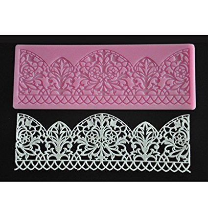 FOUR-C Silicone Lace Mat Border Decorating for Cake Color Pink