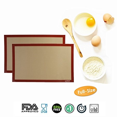 LUTAVOY Silicone Baking Mats Full Sheet Non Stick 2 packs BPA Free FDA LFGB Approved Gift Her Mother's Day Gift KM11 (23-5/8 by15-3/4inch)