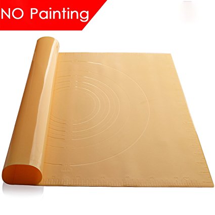 ME.FAN Large Silicone Pastry Mat - 23.5’’x17.5’’ No Painting Kneading Dough Mat with Measurement Non-Stick & Non-Slip (Yellow)