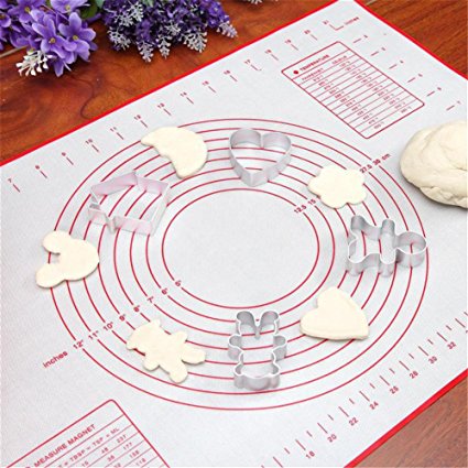 Silicone Pastry Mat with Measurements Conversion, Food Grade Silicon Pastry Fondant Rolling Pad,Non-Slip Extra Thick Durable and FDA Certified and BPA Free (15.7 inches by 23.6 inches) (1, Red)