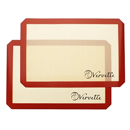 Vervetie Silicone Baking Mat Non-Stick Mat Silicone Cookie Mat for Oven, Bread, Pastry, Macaron, Bake Pan - 2 Pack