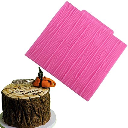 Fondant Impression Mat, KOOTIPS Tree Bark texture Design Silicone Cake Decorating Supplies for Cupcake Wedding Cake Decoration (Wooden Bark mat)