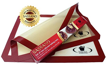 Silicone Baking Mat - 2 Pack Set By Sassano - Non Stick US 1/2 Size 16 1/2