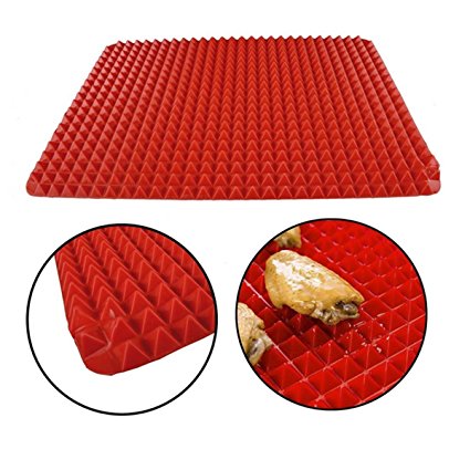 Baker Boutique Silicone Baking Mat Roasting Cooking Pyramid Pan Nonstick Reusable Heat Resistant Red 1PC