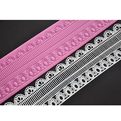 FOUR-C Cake Tools Lace Silicone Mat Cake Lace for Sugar Craft Color Pink