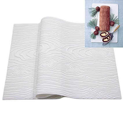 Sunglory Woodgrain Fondant Impression Mat Silicone Cake Lace Mold Color White