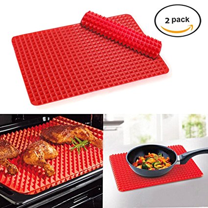 Bekith 2 Pack Non-stick Pyramid Shaped Silicone Baking Mat Cooking Sheets - 16 Inches X 11.5 Inches