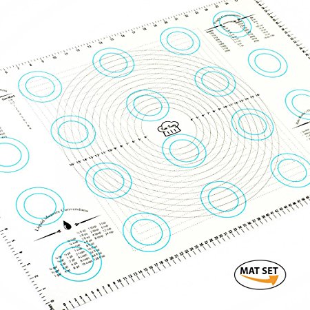 Jumbo Silicone Pastry Mat Countertop-Protector – and Bonus Reusable Silicone Baking Mat – 20 x 30 inch with Measurements, Heat Resistant, Food Grade