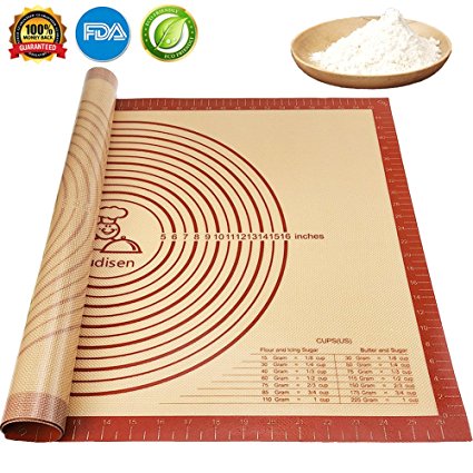 Oudisen Silicone Pastry Rolling Mat Baking Mat Non-slip with Measurements Extra Large Reusable Kneading Thicken Board for Rolling Dough Pad Bread Pie Cookie Sheet (28