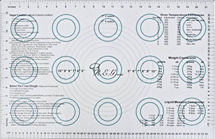 Silicone Pastry Mat and Baking Mat Non-Stick Non-Skid Large 23” x 15”, with Measurements, Recipes, and Conversions by R.E.G. Home