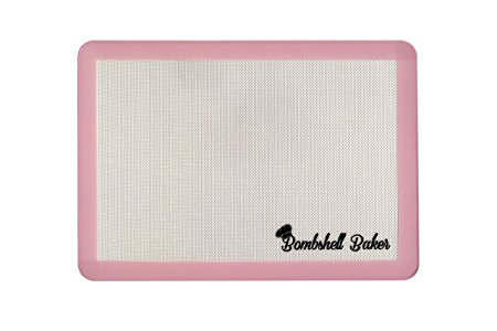 Bombshell Baker Pink, Premium Non-Stick Silicon Baking Mat, Best Cookie and Toffee Mat, Half Sheet Size, 11-5/8