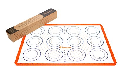 zElements Silicon Baking Mat: Premium, Professional and Food-Grade Silicone Multipurpose Liner / Pastry / Baking Mat with Cookie & Pie Measurements; BPA Free; US Half Sheet Size, 11 5/8'' by 16 1/2''