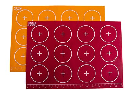 Kitchen + Home Silicone Baking Mats - Set of 2 Non-stick, BPA Free Food Grade Silicone Mat Liners for Half-Size Cookie Sheet with Measurements