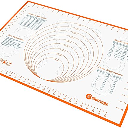 Large Silicone Pastry Mat with Measurements and Conversion Charts, Non-Stick Non-Slip, Fondant Mat for Rolling Dough