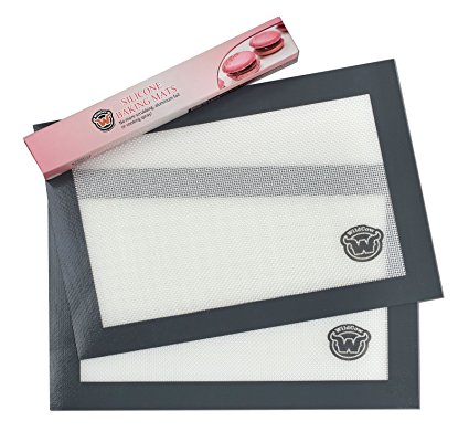 Silicone Baking Mats Quarter Sheet for Toaster Oven Liner Small, Set of 2 (Thick 11.8” x 8.3 “), Nonstick Reusable Cooking Mats.