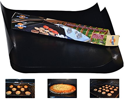 The Busy Home BBQ Grill Mat and Bake Mat with 2 Recipe eBooks - 13 by 15.75 inch in Black- Set of 2 Mats