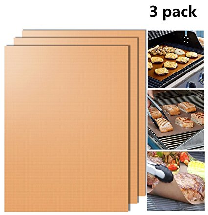 SuperLi Grill Mat Non-stick BBQ Grill & Baking Mats- 13 X 15.75 Inches (gold)