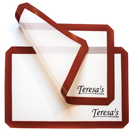 Teresa's Kitchen – Silicone Baking Mat - Nonstick – Baking Sheet for Oven or Toaster Oven – Cookie Sheets - Burgundy - Set of 2