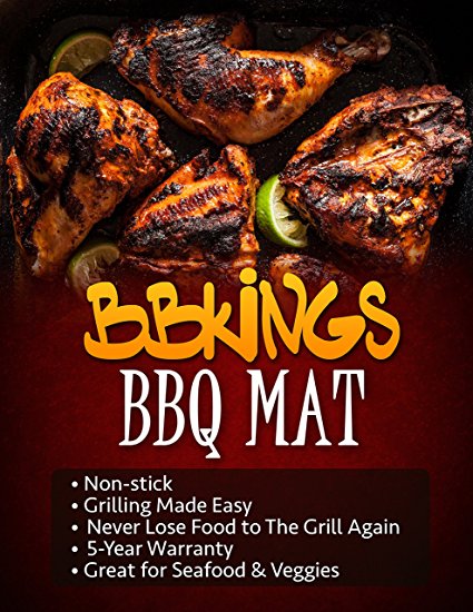 Grill Mat BBQ Accessory Set From BBKings! Healthy Cooking- Easily Grill Seafood and Veggies! Stop Losing Food to Your Grill with Our Nonstick Mat for Use on Grill or in the Oven 2 Sheets