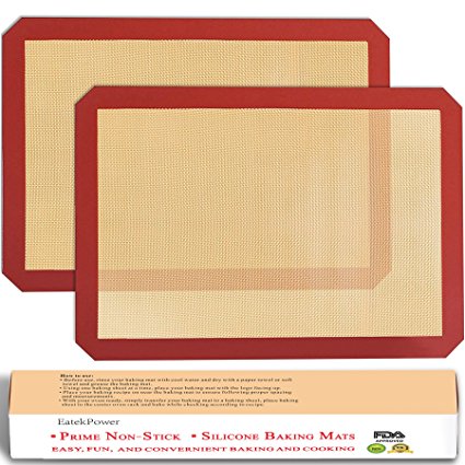 Silicone Baking Mat Sheet, EatekPower Non-Stick Cookie Sheet, 16.5 x 11.6 inch Professional Grade Baking Mat Baking Sheet 2 Packs