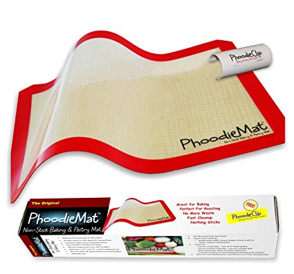 THE ORIGINAL PHOODIEMAT - Premium Silicone Baking Mat/Pastry Mat & Cookie Sheet/Baking Sheet Liner - Includes patented PhoodieClip for EZ Storage - > >See Special Offers below > > Single-Pack < <