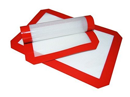 Two Large Red Silicone Oil Concentrate Pad Non Stick Surface 8.5 x 12