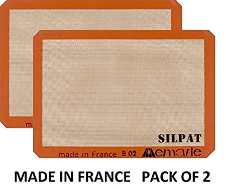 Silpat AE420295-07 Premium Non-Stick Silicone Baking Mat, Half Sheet Size, 11-5/8-Inch x 16-1/2-Inch (2 pack)