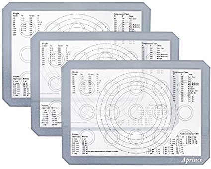 Aprince Silicone Baking Mat Set of 3 Half Sheet (Thick & Large 11 5/8