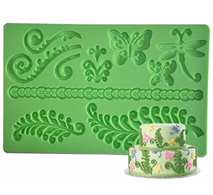 FOUR-C Silicone Molds Spring Garden Fondant and Gum paste Mat Color Green