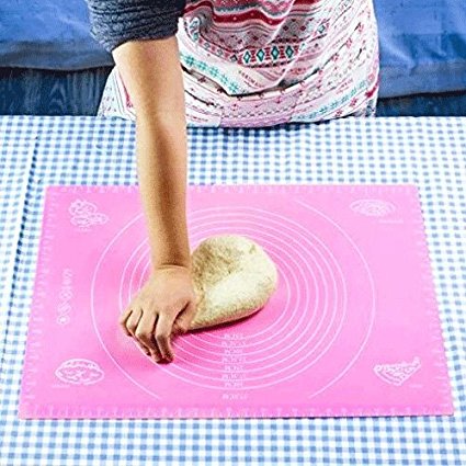 Silicone Baking Mat for Pastry Rolling with Measurements, Liner Heat Resistance Table Placemat Pad Pastry Board, Reusable Non-Stick Silicone Baking Mat for Housewife, Cooking Enthusiasts(Pink)