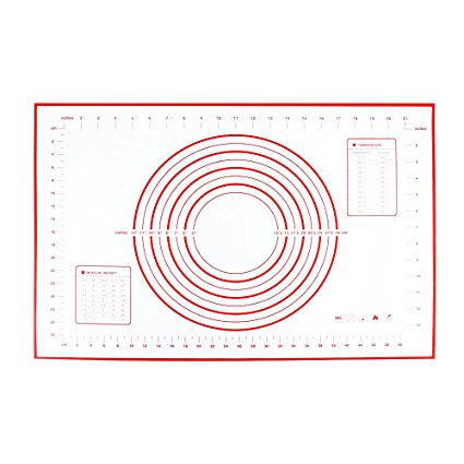 Baking Mat Silicone for Platinum with Measurements,Non Sticky Rolling Fondant Mats,High Temperature Resistance Pastry Mat(Red)(1,Large:23.62