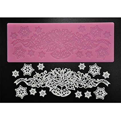 FOUR-C Sugar Craft Supplies Silicone Lace Pad Decoration Mat for Baking Color Pink