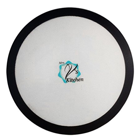 Round 15 Inch Non-Stick Silicone Baking Mat for Pizza Pans Made by Mrs. V's Kitchen