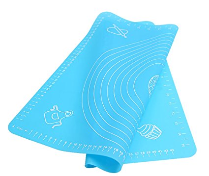 GCA Large baking silicone pad skid High temperature resistant,Pastry Fondant Silicone Work Rolling Baking Mat with Measurements (Blue 1)