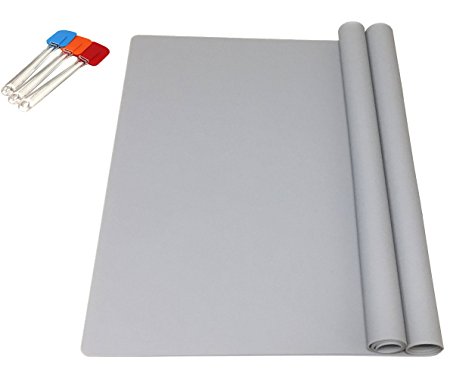 EPHome 2Pack Extra Large Multipurpose Silicone Nonstick Pastry Mat, Heat Resistant Nonskid Table Mat, Countertop Protector, 23.6''15.75'' (Gray)