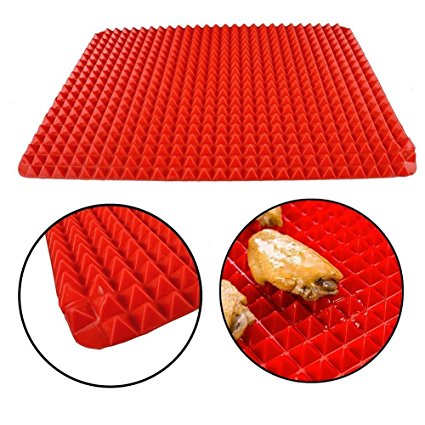 Silicone Baking Mat Pyramid Pan Surface Non-stick Healthy Cooking Baking Mat ,Roasting Mat - 16 Inches X 11.5 Inches - Red