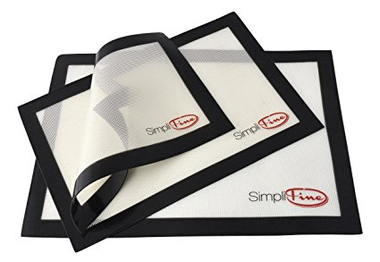 SimpliFine Eco-Friendly Silicone Baking Mat, Set of 3 for Half, Quarter and Small Oven Sheet