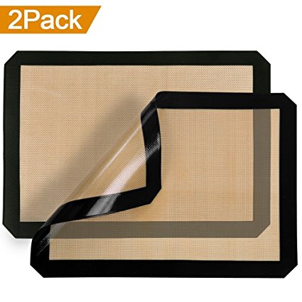 Zuozee Silicone Baking Mat,Non Stick Cookie Sheets Liners,Baking Paper Oven Sheet Washable,Reusable Cooking Liner for Bake Pans,Trays & Rolling,Macaroon/Pastry/Cookie/Bun Making,2 Pack