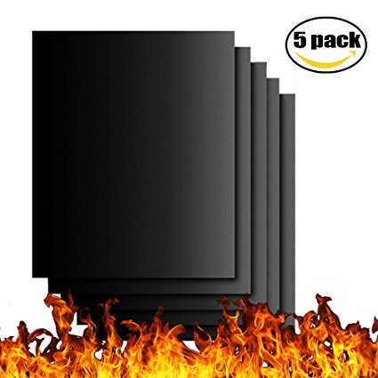 ACCTENIK Grill Mat Set of 5, Non-stick BBQ Grill Mat Baking Mats - Heavy Duty, Reusable, and Easy to Clean - FDA-Approved, PFOA Free - Good for Charcoal, Gas or Electric Grills, or Cooking & Baking