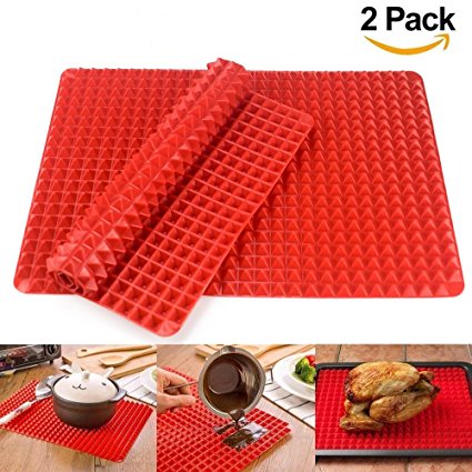 Wolecok Baking Mats Non-Stick Silicone Pyramid Pan Oven Tray Baking Sheet Pastry Cooking Mat BBQ Girll Mat 2 Pack 16