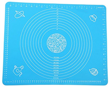 Soled Large Massive Pastry Fondant Silicone Work Rolling Baking Mat with Measurements (BLUE, 1)