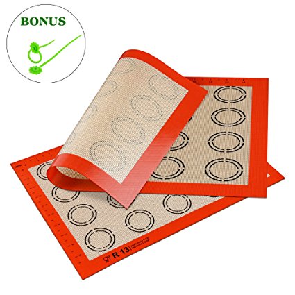 Silicone Macaron Baking Cookie Mat - Silicone Baking Mat Set Baking Liners Half Sheet 16 1/2 x 11 5/8 Reusable Nonstick Kitchen Pastry Mat