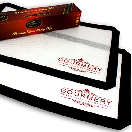 Gourmery Premium Silicone Baking Mat Set (2pcs) - Fits US Half Sheets, Dishwasher Safe, Reusable