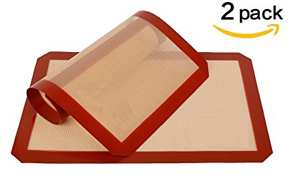 Homkit 2PCS Non- Stick Silicone Baking Mats for Cookies, Pizzas, Pretzels and More