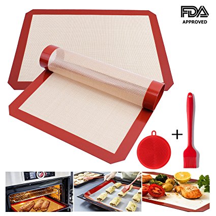 Ousum Non Stick Silicone Baking Mats Set of 4 Pack Heat Resistant 16 1/2