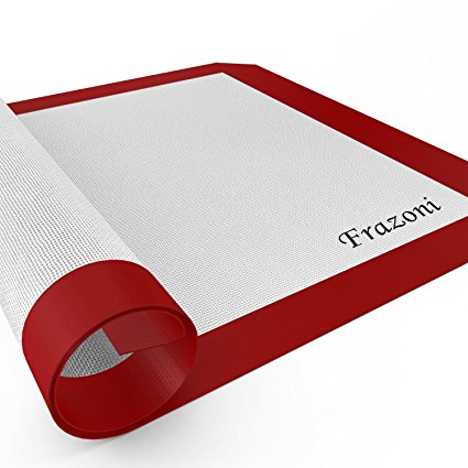 Frazoni Nonstick Silicone Baking Mat, 28 x 42 cm, Red and White