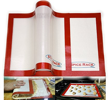 Silicone Non stick Baking Mats Cookie Sheets liners- Thick and Large Professional Grade Reuseable Set of 2 - 12