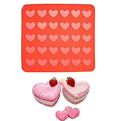 Xiaolanwelc 30 Holes Silicone Macarons Mat Heart Shape Macaron Dessert Mold Pad Oven Baking Tray DIY Kitchen Baking Pastry Tools